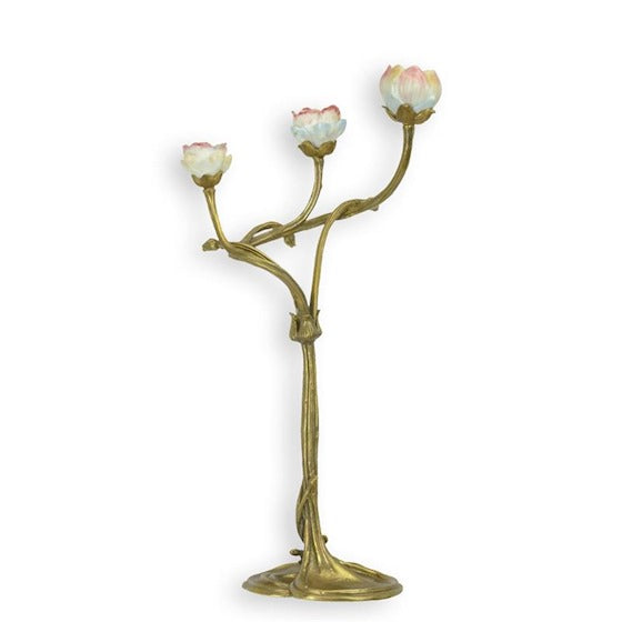 Kerzenhalter Florena Lumiere Bronze mit Porzellanblüten