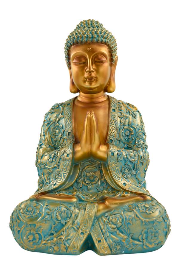 Buddha figure XXL Sublime Buddha figure NYORAI in mint green &amp; gold 41.5 cm height