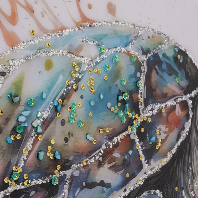 Wandschilderij schildpad 60x60 cm - kunstdruk op canvas met glanseffecten