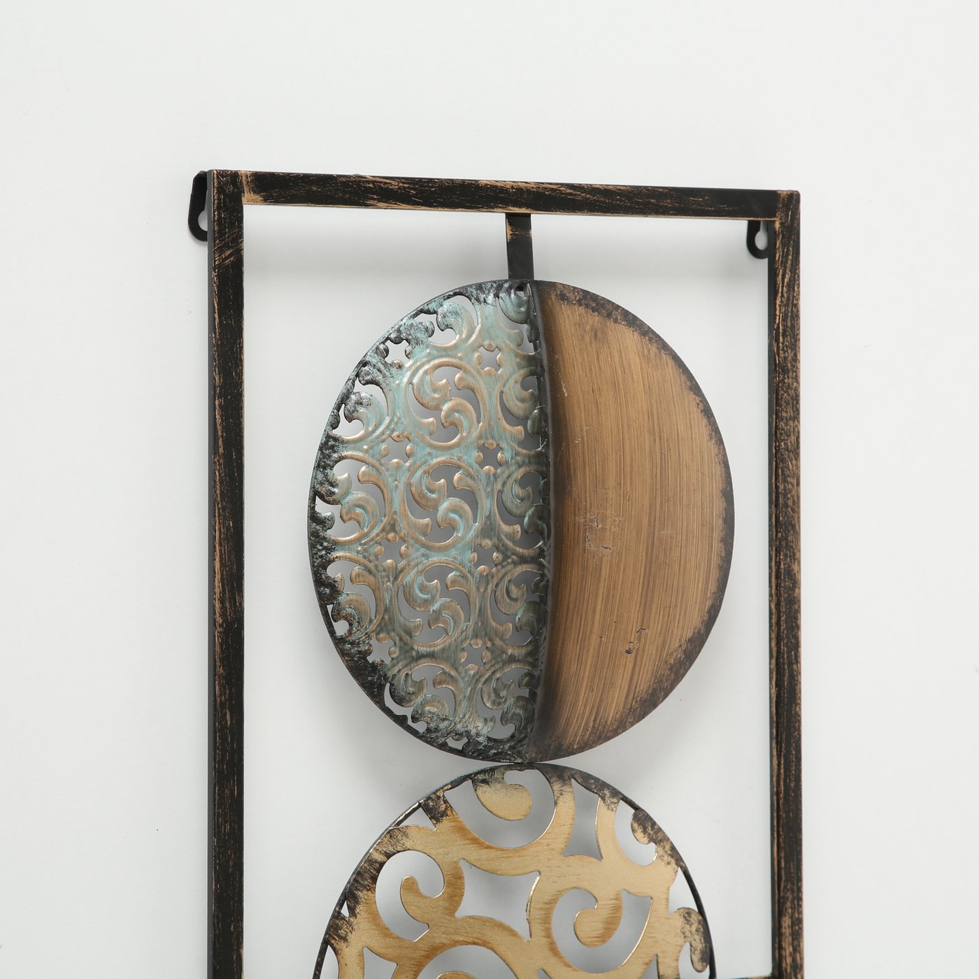 Wall object Antixox in vintage/retro style, abstract design, metal, brown &amp; silver, 28 x 69 cm