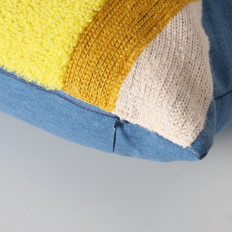 Almedin Cushion, Geometric Design, Square, Blue Yellow Light Pink