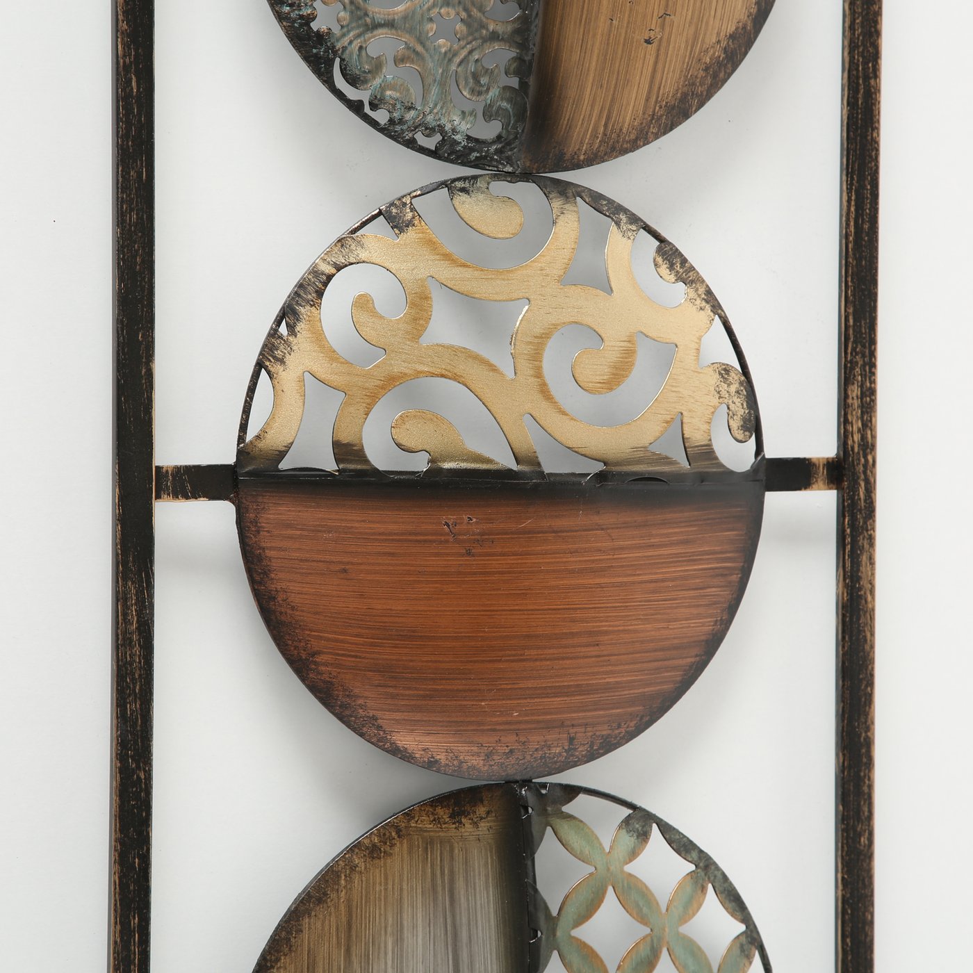 Wall object Antixox in vintage/retro style, abstract design, metal, brown &amp; silver, 28 x 69 cm