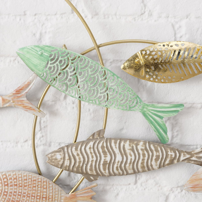Maritime wall object Oceana Drift – Hand-painted metal fish 125 cm