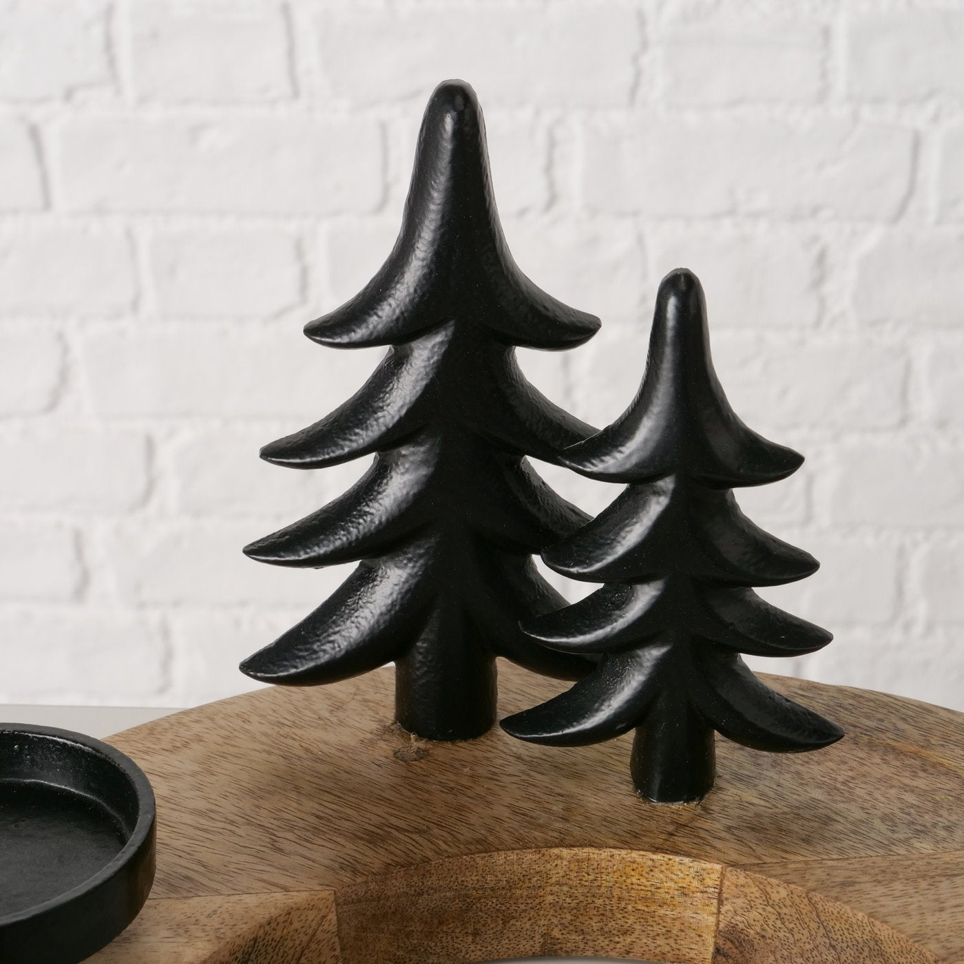 Adventskranz Winterwald Rund aus Holz und Metall 30 cm Rund