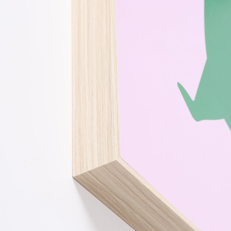 Dachshund wall picture - Vibrant artwork in green &amp; light purple, 30x40 cm