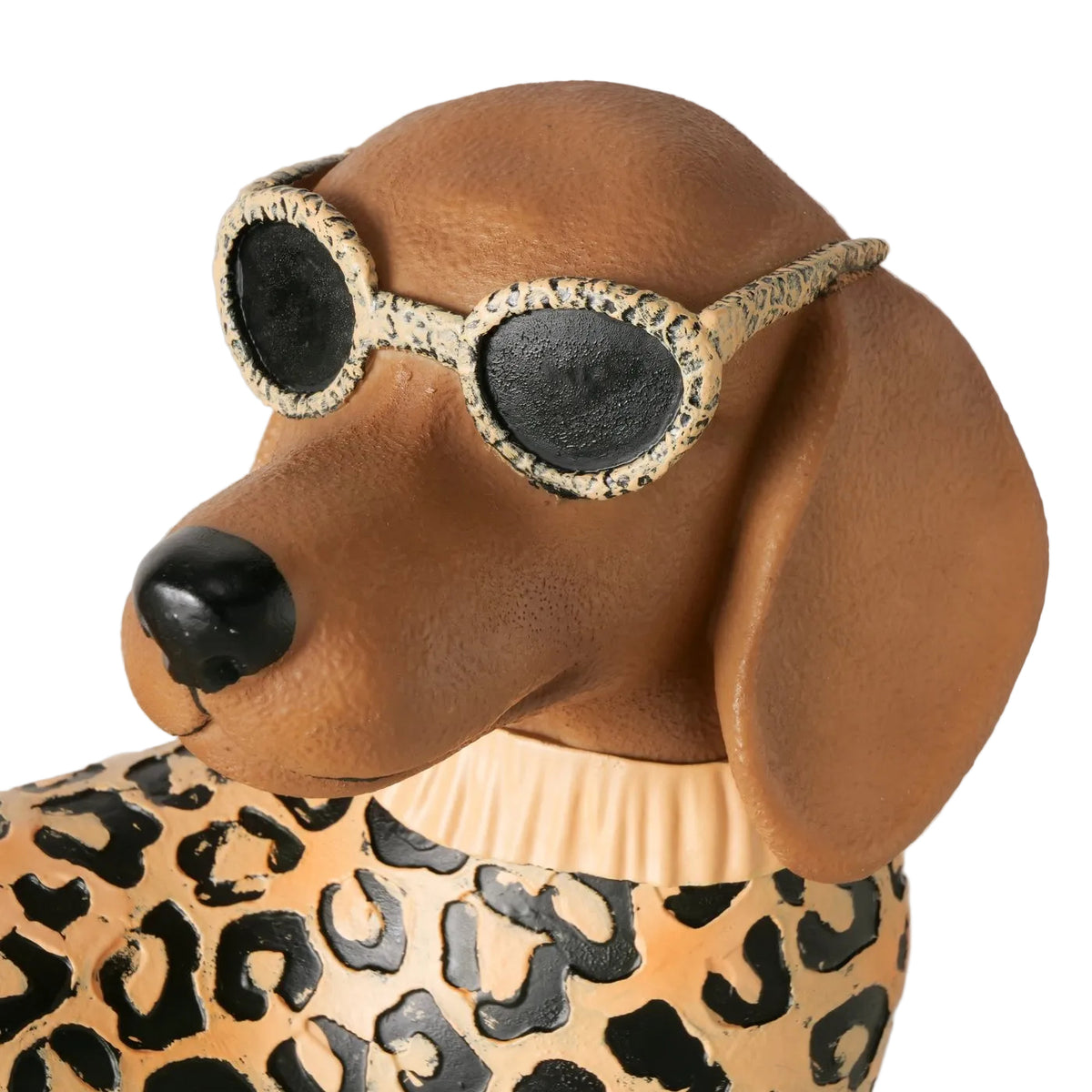 Dekofigur Dackel Bruno mit Leopardenmuster braun 25 cm
