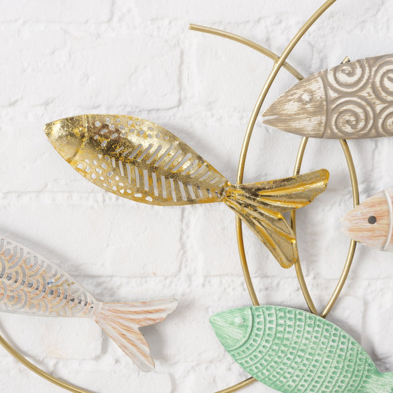 Maritime wall object Oceana Drift – Hand-painted metal fish 125 cm