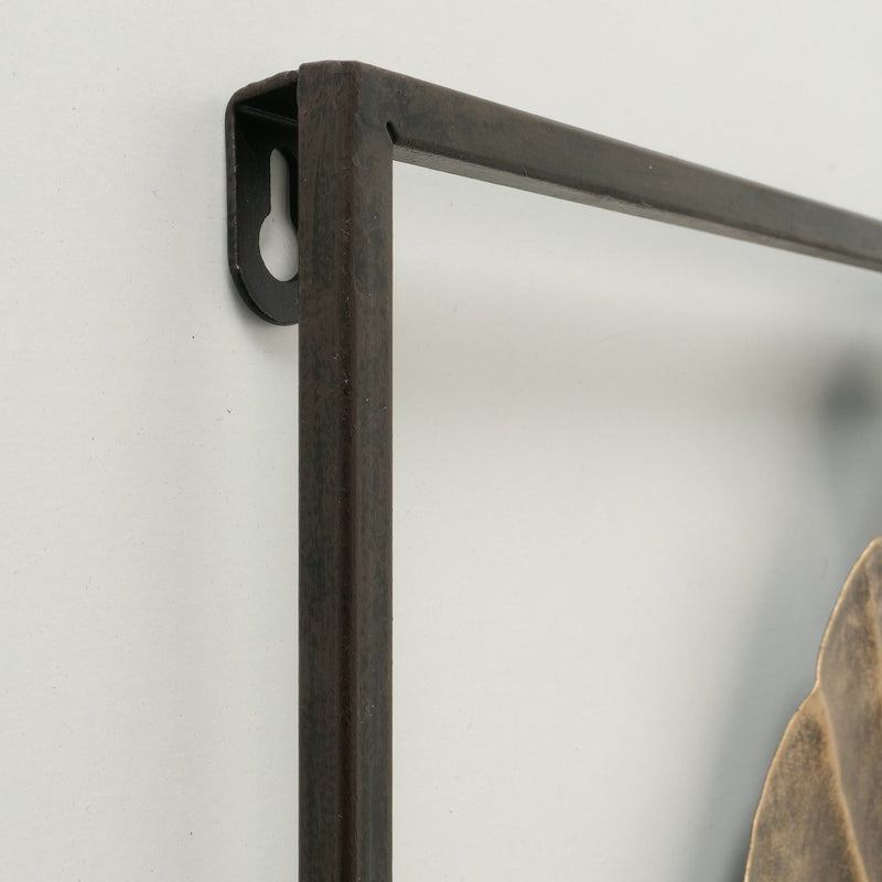 Prachtig wandobject Natura - modern design in donkerbruin &amp; antiek goud, beschilderd ijzer
