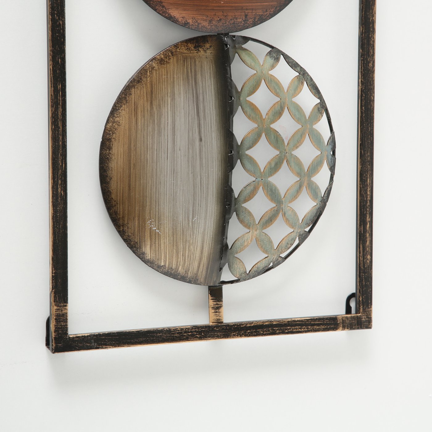 Wall object Antixox in vintage/retro style, abstract design, metal, brown &amp; silver, 28 x 69 cm