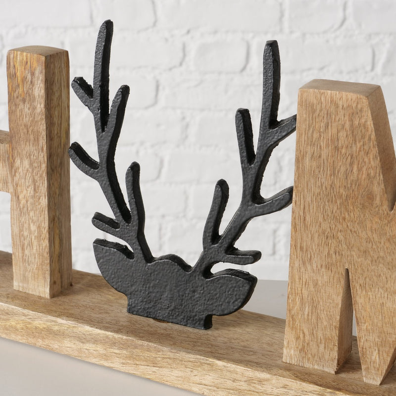 Vilbert opschrift Home met hertenkop – naturel en zwart