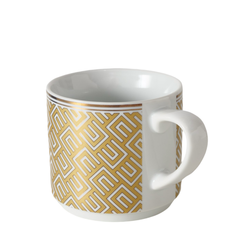 Set of 6 porcelain mugs Palazzo 340 ml with geometric pattern