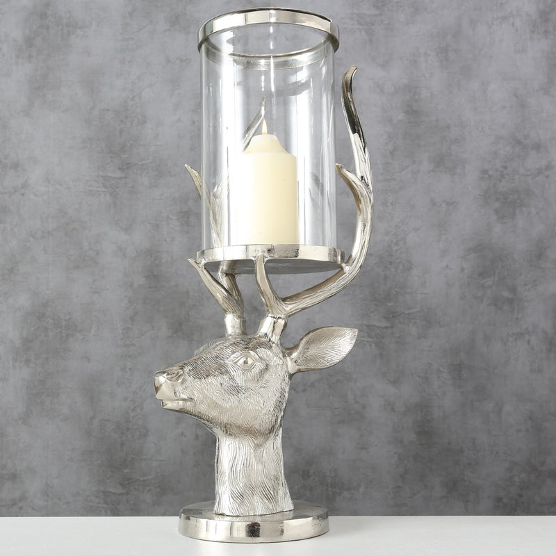 Festliches Windlicht 'Hirsch' - Exklusives Aluminium-Design, 24x51 cm - Perfekt für eine stimmungsvolle Weihnachtsbeleuchtung