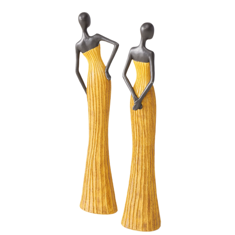 Set van 2 decoratieve figuren Elena in zwart en geel 31 cm handgemaakt