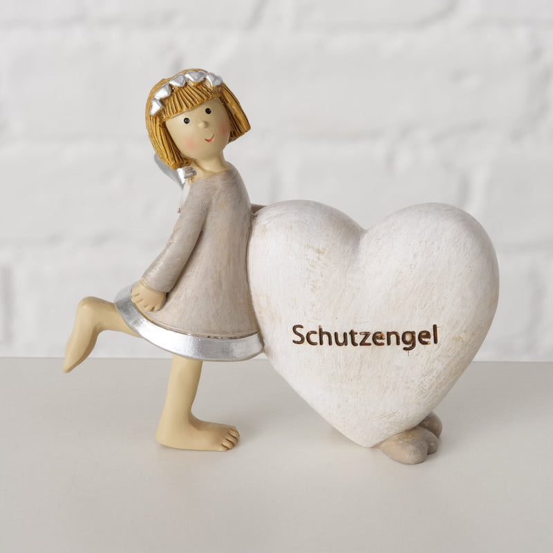 Decoratieve beschermengelfiguren in een set van 2 met hartmotief