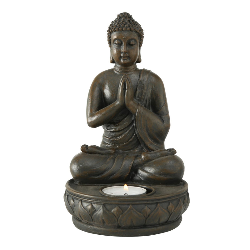 Set van 2 theelichthouders "Zen Buddha" - theelichthouders van kunsthars in Boeddha-vorm