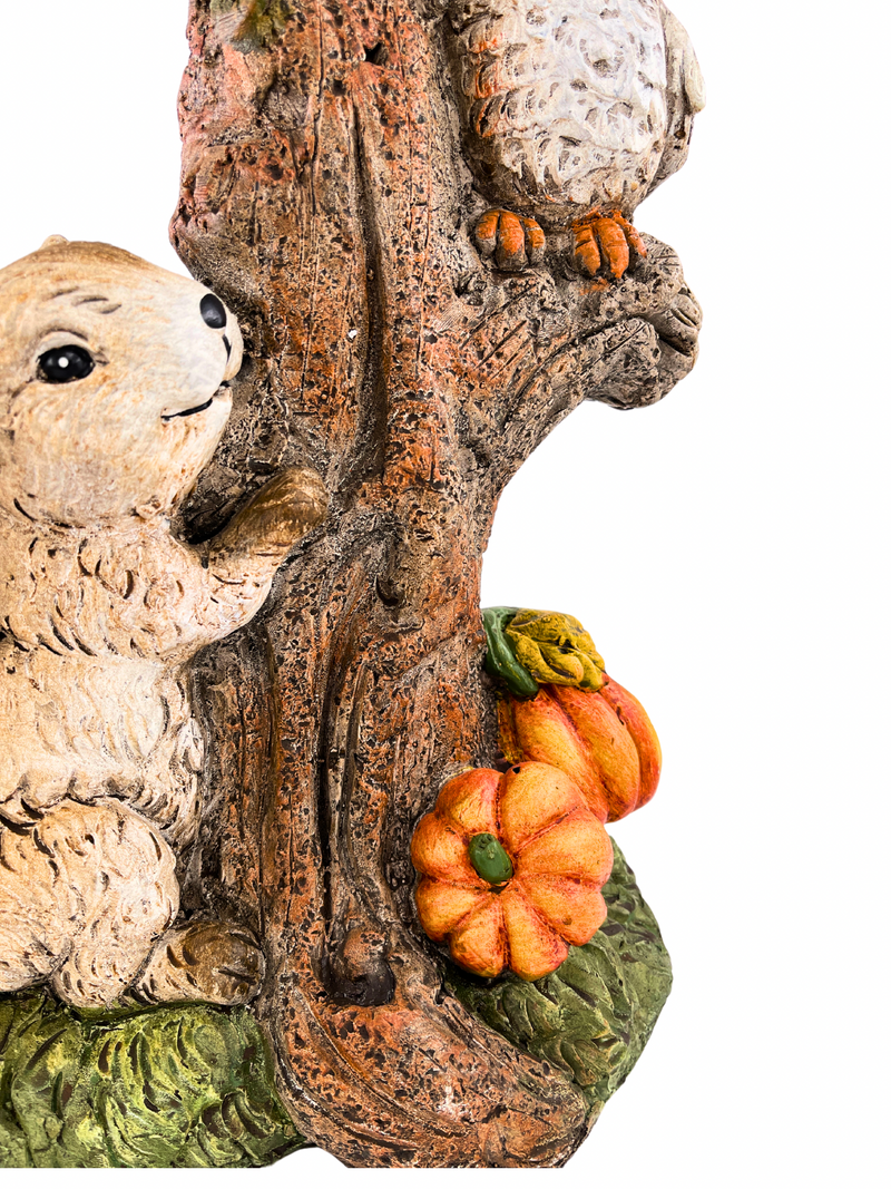 Autumnal welcome sign with owl and squirrel 52 cm