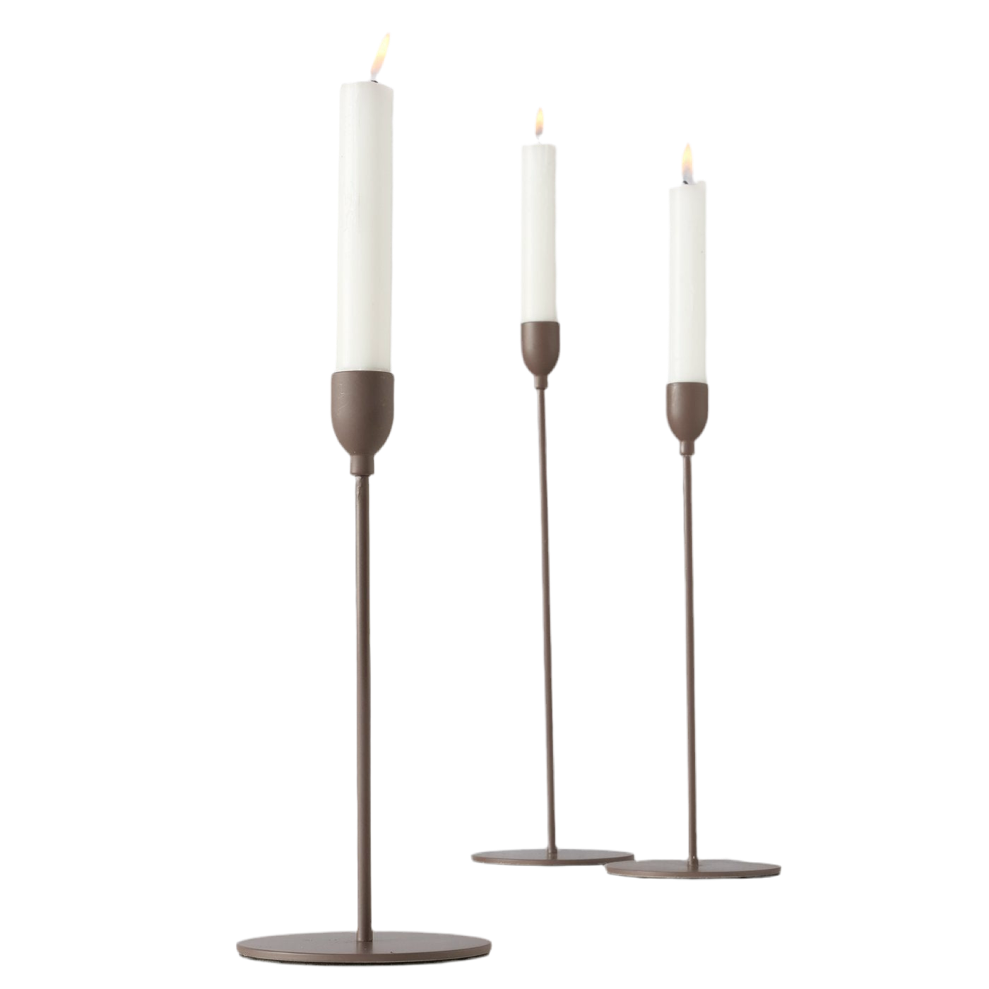 Candlestick set Malte 3-piece iron dark brown matt