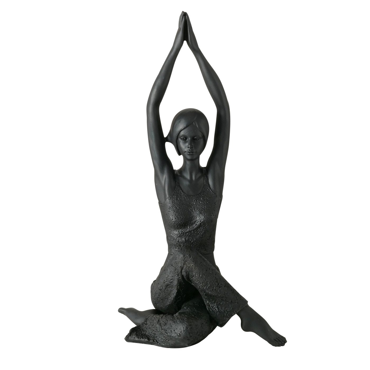 Set of 2 Yoga Meditation Figures 'Asana' - Elegant Black Resin Sculptures, Yoga Ladies in Sitting Position, 40cm Height