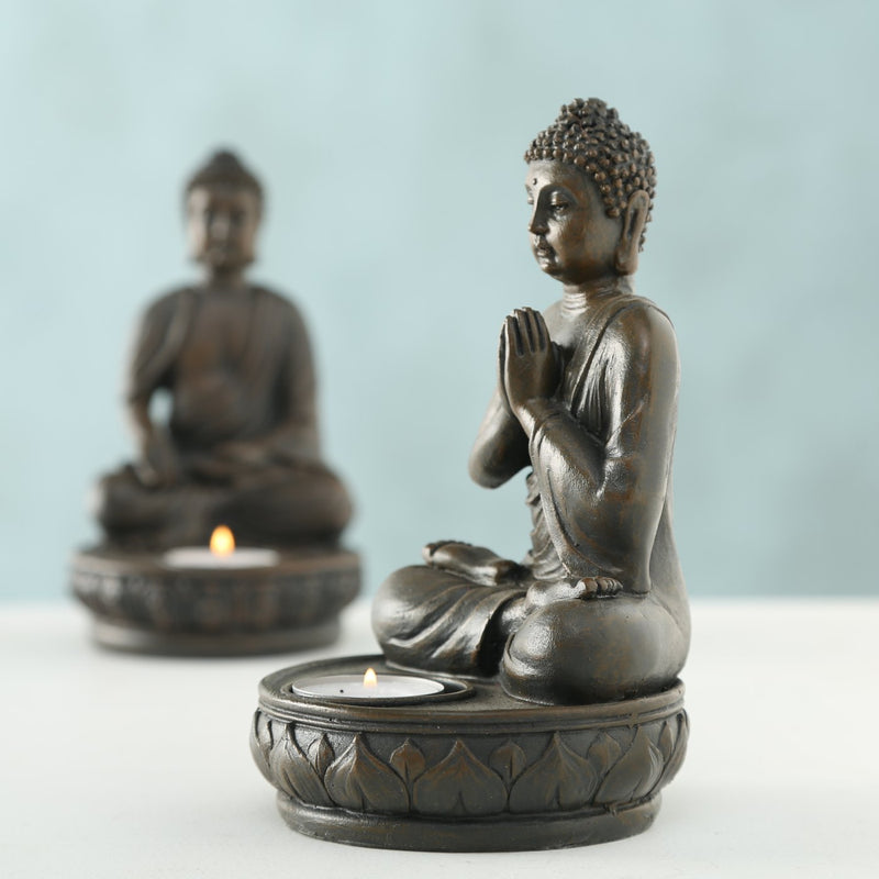 2er Set Teelichthalter Buddha