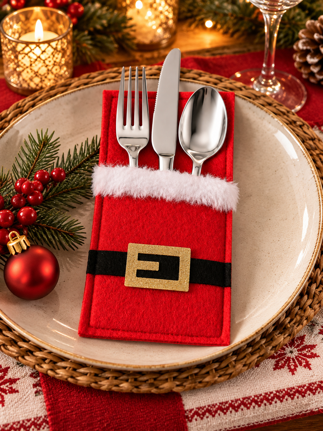 Bestecktasche Weihnachtsgürtel Rot 21 cm