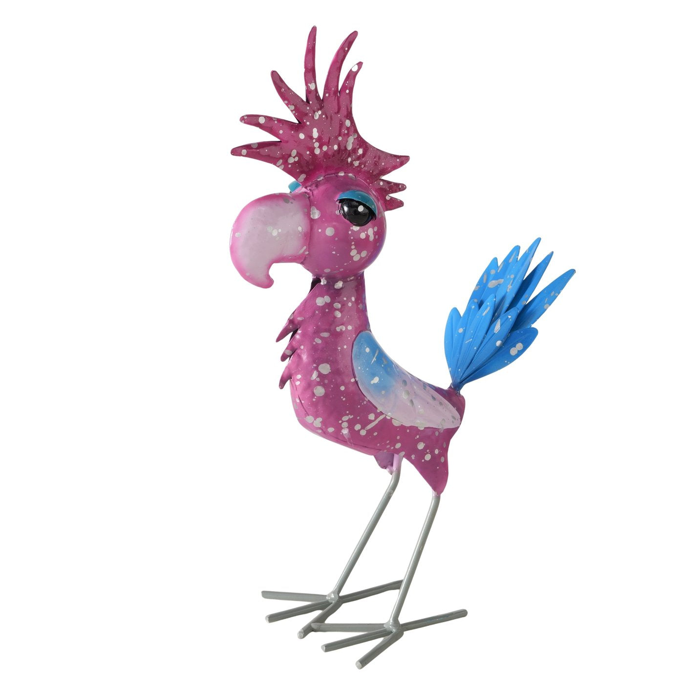 Metall Deko Vogel Jekyll Pink Lila Gartenfigur