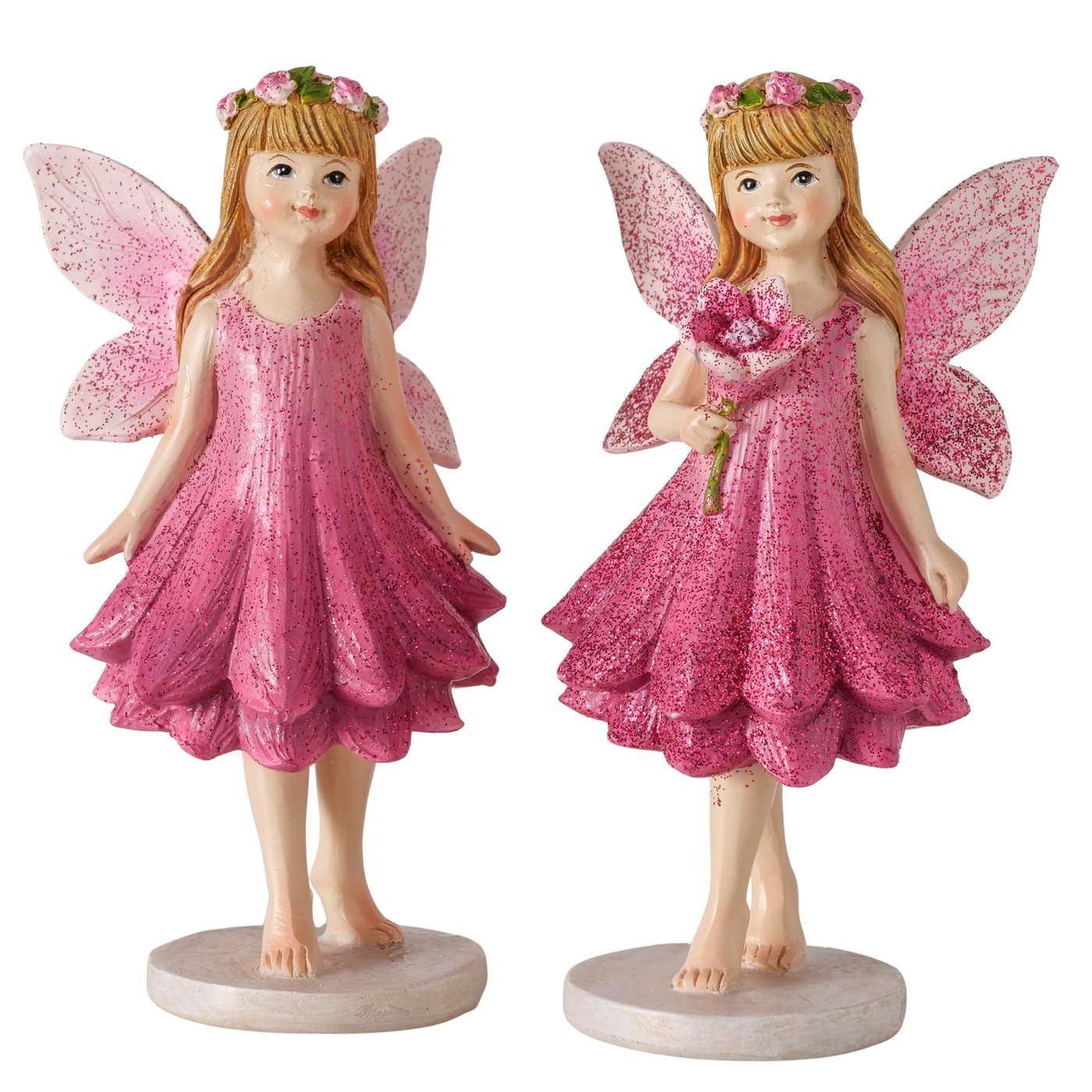 Dekofiguren Set Evangeline 2er Set Zarte Blumenfeen in Pink