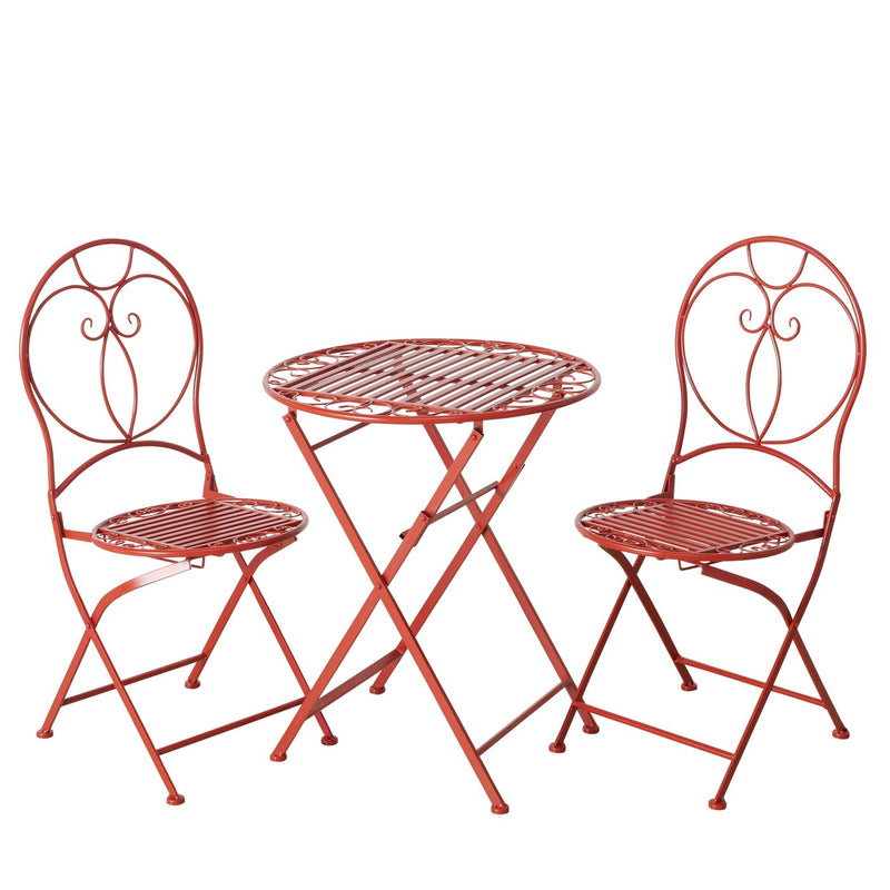Bistroset Jasmin 3-teilig Metall rot klappbar für Balkon & Garten