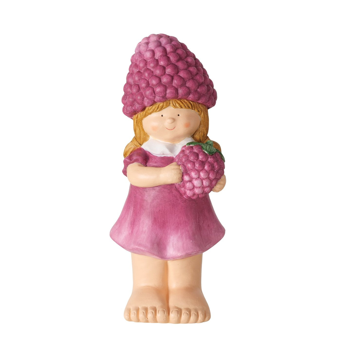 Gartenfigur Rubus Mädchen Himbeere 42cm Handbemalt Wetterfest