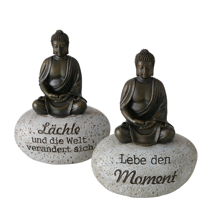 Decoratieve displayset Zen Boeddha met wijsheid - set van 2, 15 cm