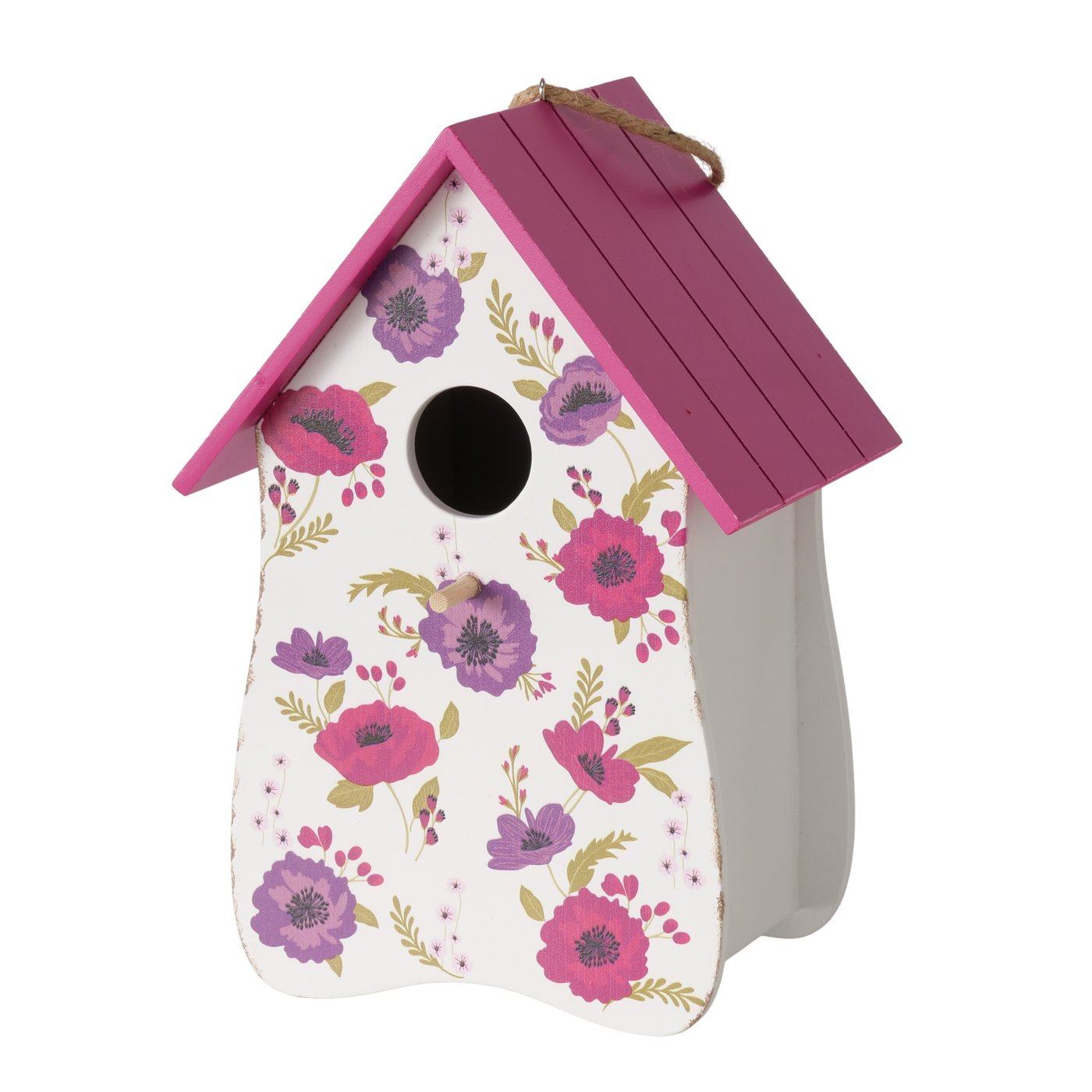 Vogelhaus Holz Anouk Bambus Pink Floral Garten Vogelhaus zum Aufhängen