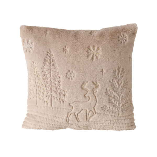 Winter decorative cushion with deer motif in beige or brown - 45x45 cm