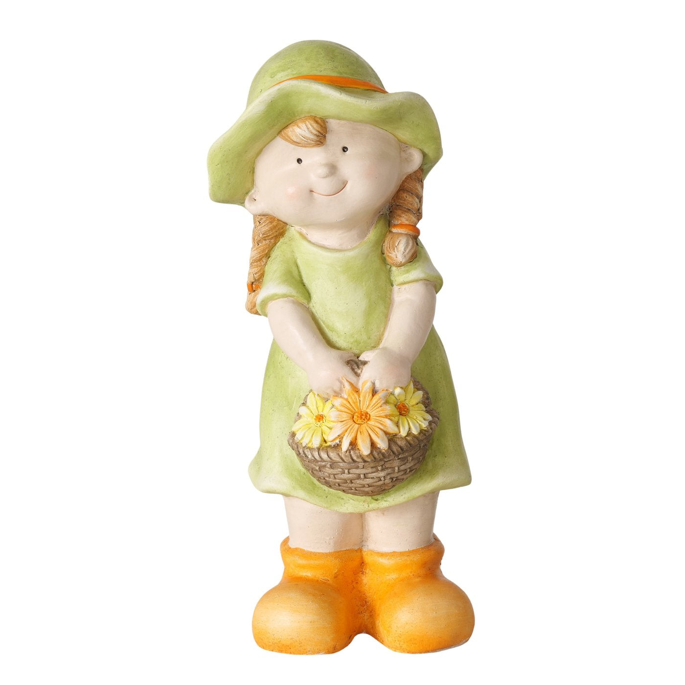 Gartenfigur Leni Blumenkorb aus Keramik wetterfest handbemalt