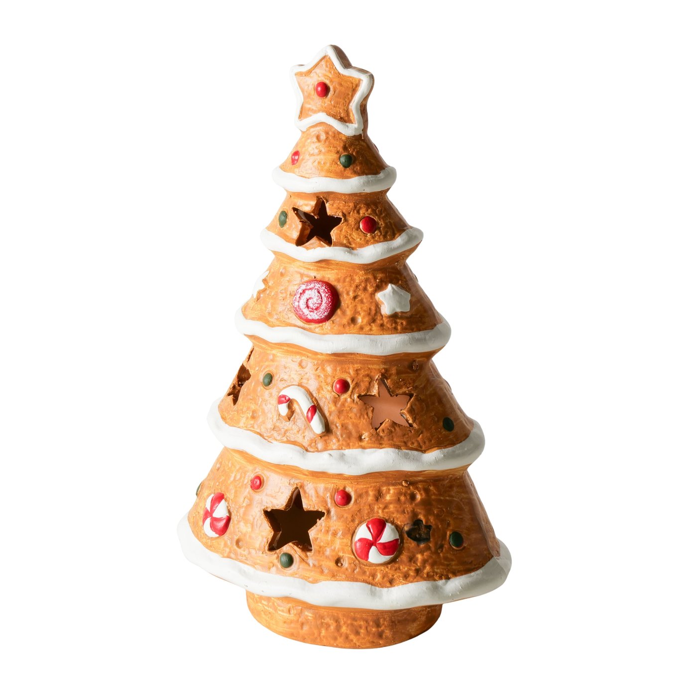 LED Lebkuchenbaum Ginger Deko Terrakotta Braun Weihnachtsbaumform