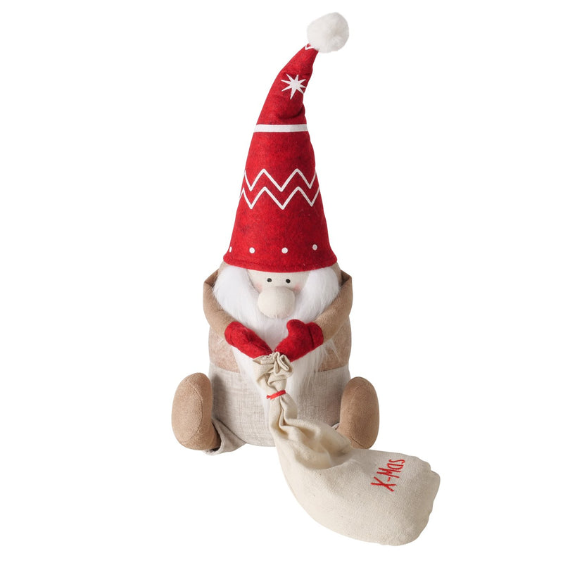 Doorstop Wichtel Fiete – Christmas decoration with red hat and X-Mas gift bag