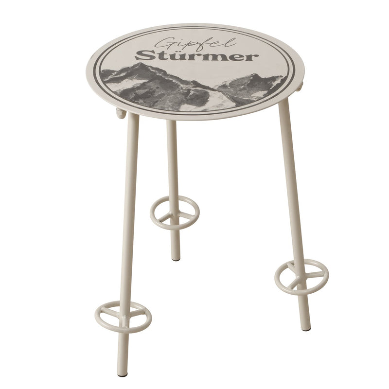 Ronde bijzettafel topspits 55 cm metaal met motief