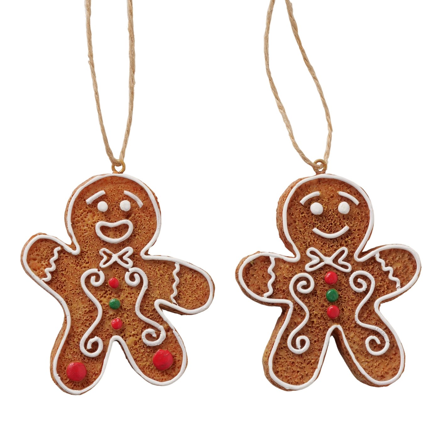 Christmas decorations Ginger set of 2 gingerbread men hand-painted