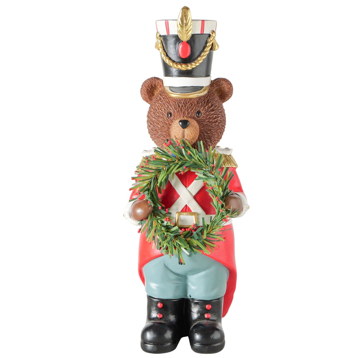 Weihnachtsfigur Nussknackerbär Lenny Rot Braun 28 cm