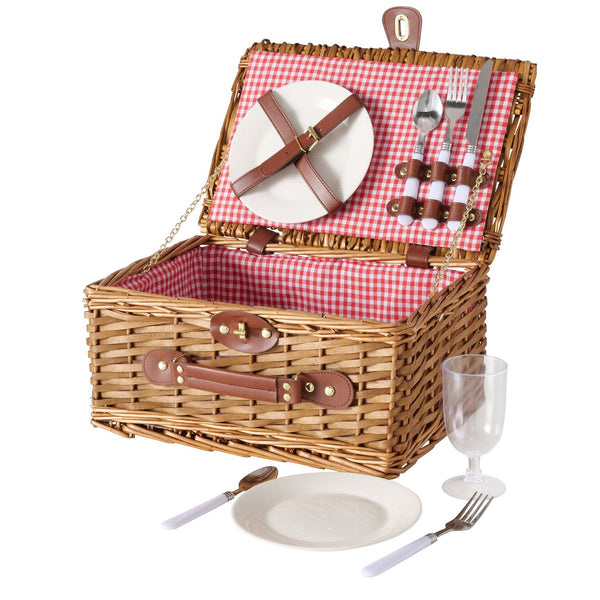 Pascal picknickmand handgemaakt met servies voor 2 personen