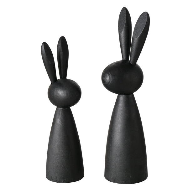 Paashaas houten figuren Lotis 2-delig. Set Zwart – Modern Design 18-22 cm