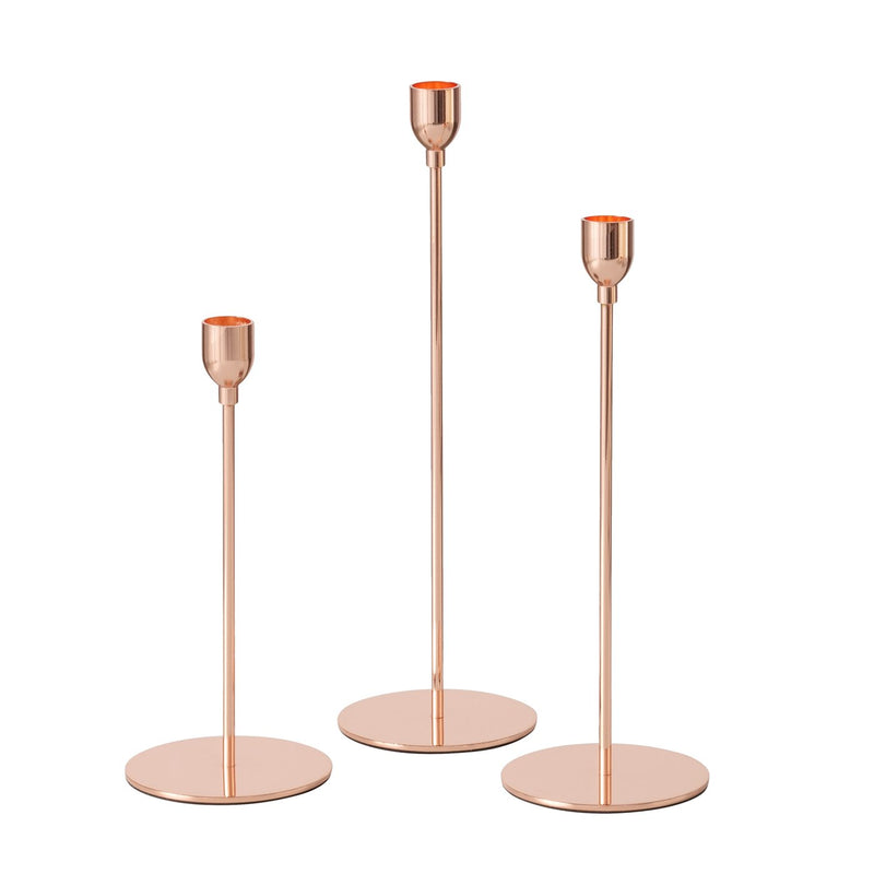 Candlestick set Malte 3-piece iron dark brown matt