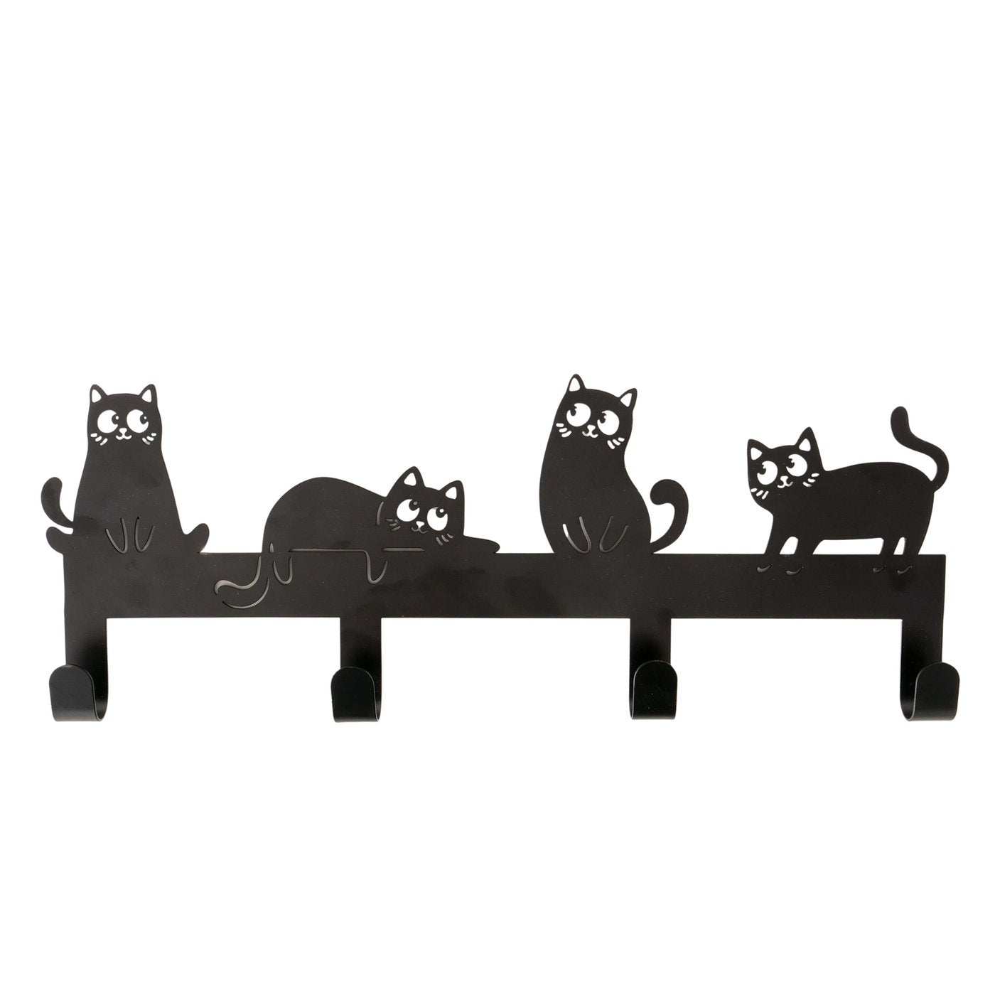 Wandgarderobe Katzenbande mit 4 Haken Schwarz 43,5 cm