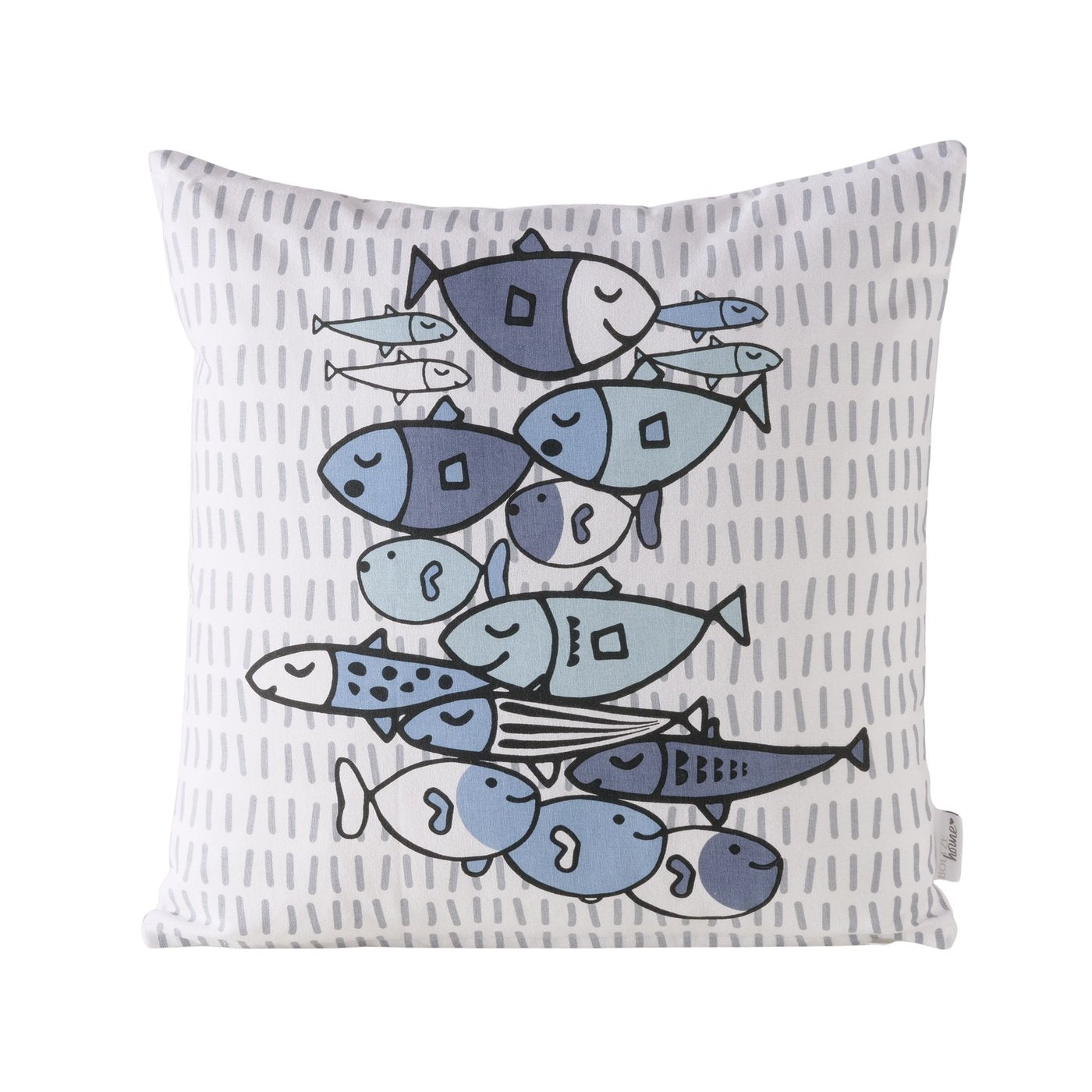 Dekokissen Ocean Fish blau weiß quadratisch mit Fisch Motiv