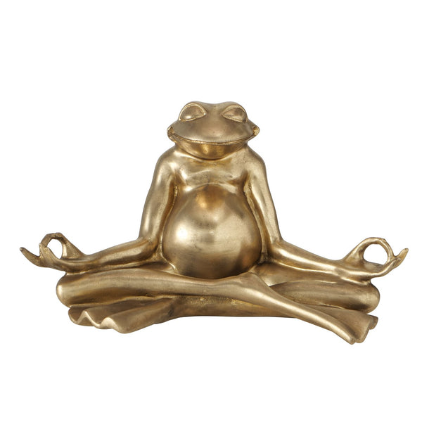 Golden Zen Frog - Elegante Yoga Froschfigur Murphy in goldfarben aus Kunstharz, 34 cm