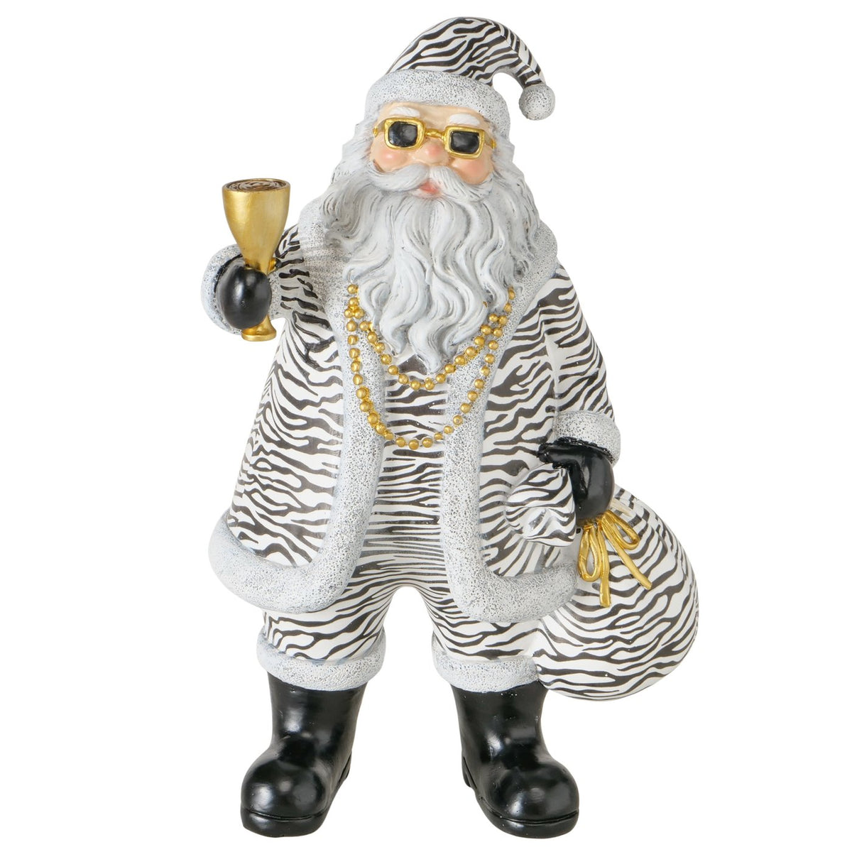 Weihnachtsmann Animal Zebra-Look Schwarz Weiß 30,5 cm