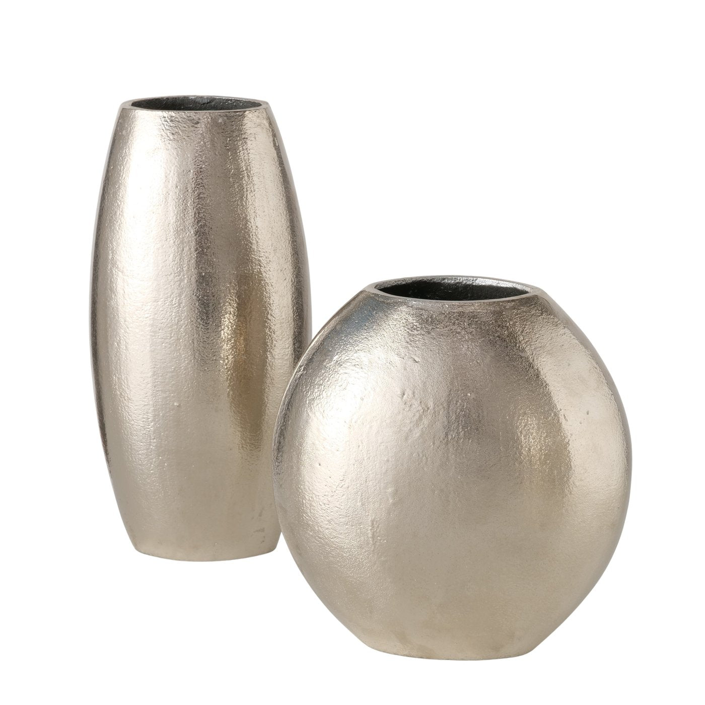 Vase Lunara Silber Aluminium Set Modern Glanzoptik