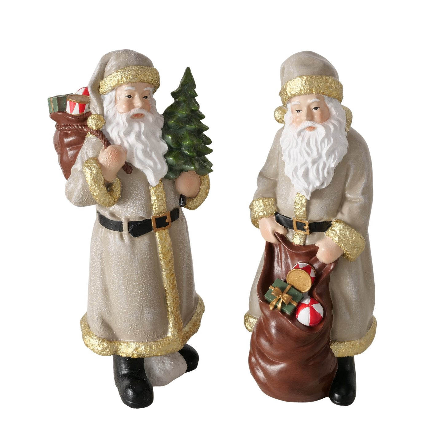 Weihnachtsmann Figur Christino 2er Set Handbemalt Beige Dekofigur 18,5cm