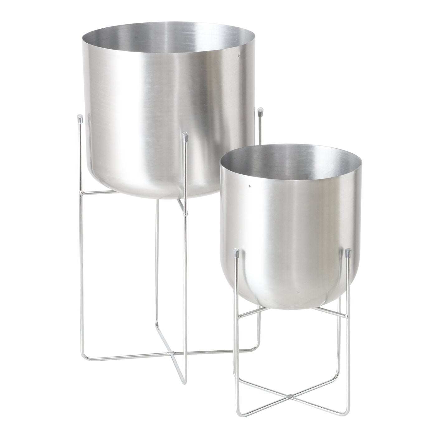 Sofia silbernes Übertopf Set 2‑teilig Metall mit Gestell