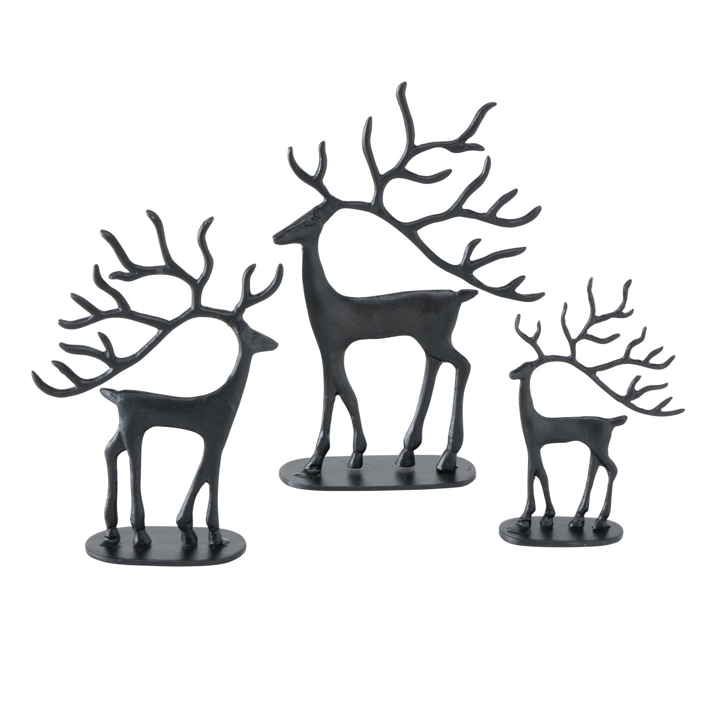 Decorative figure 3-piece deer set made of aluminum – modern design in black