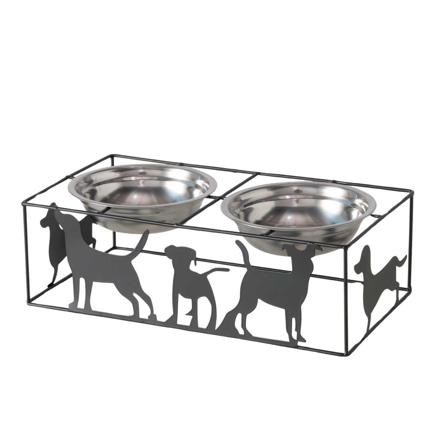 Dog Bowl Juggie – Raised Double Bowl Feeding Station made of Metal &amp; Stainless Steel, 426 ml