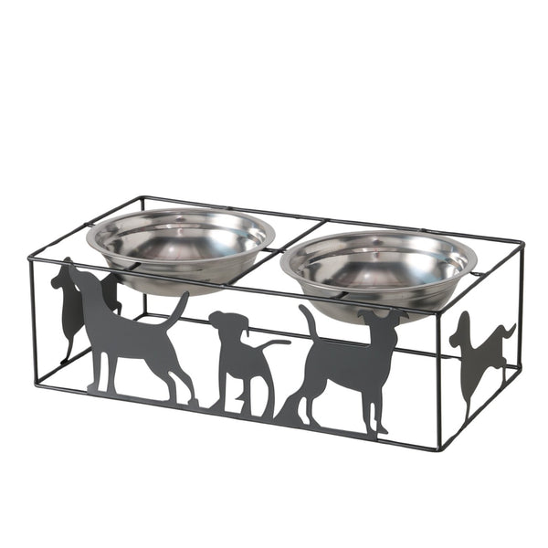 Dog Bowl Juggie – Raised Double Bowl Feeding Station made of Metal &amp; Stainless Steel, 426 ml